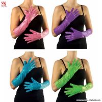 PAIR OF SEQUINED GLOVES - 41 cm - 4 col.