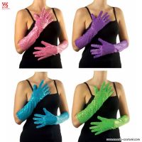 PAIRE DE GANTS EN PAILLETTES - 41 cm - disp. 4 col.