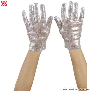 PAIR OF SEQUIN GLOVES - SILVER