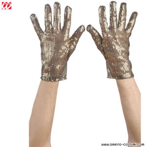 PAIR OF SEQUIN GLOVES - GOLD