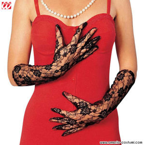 PAIRS OF LONG LACE GLOVES - BLACK