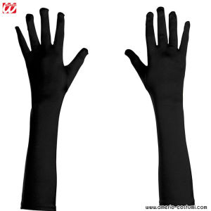 HANDSCHUHPAAR AUS ELASTISCHEM SATIN - 43 cm - SCHWARZ