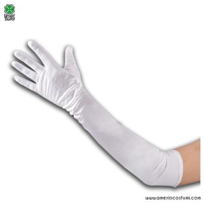 Weiße Stretchhandschuhe 50 cm