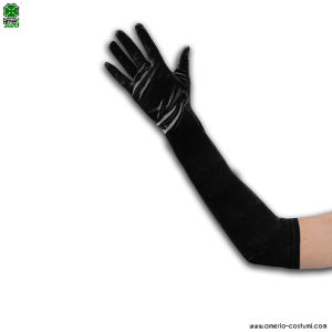 Par de guantes de raso elástico - NEGRO - 50 cm