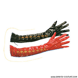 PAAR HANDSCHUHE AUS VINYL - ROT