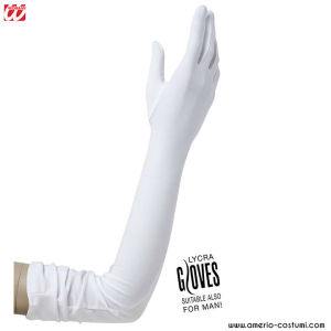 PAIRES DE GANTS LONGS EN LYCRA - 60 cm - BLANCS