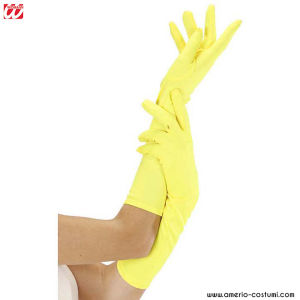 PAIR OF NEON LONG GLOVES - YELLOW