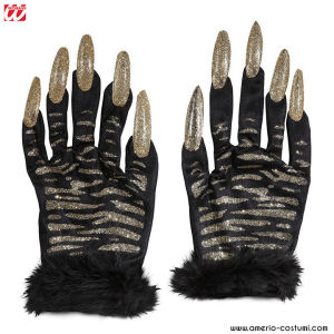 PAIRS OF TIGER GLOVES WITH NAILS AND GOLD BELLS