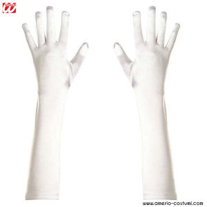 HANDSCHUH-PAAR AUS ELASTISCHEM SATIN - 43 cm - WEISS