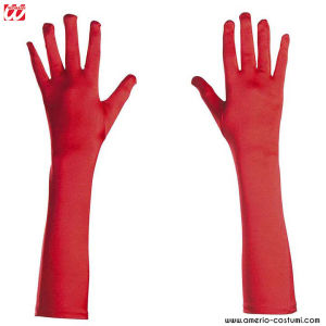 PAR DE GUANTES DE RASO ELÁSTICOS - 43 cm - ROJO