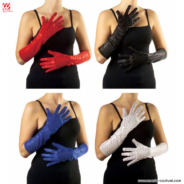 PAIR OF GLOVES WITH SEQUINS - 41 cm - 4 cm.