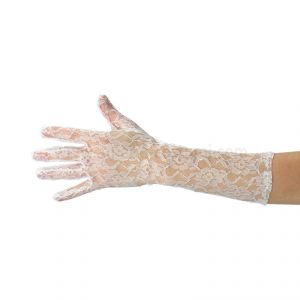 WHITE LACE GLOVES - 40 cm