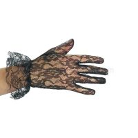 PAIRE DE GANTS EN DENTELLE NOIRE - 24 cm