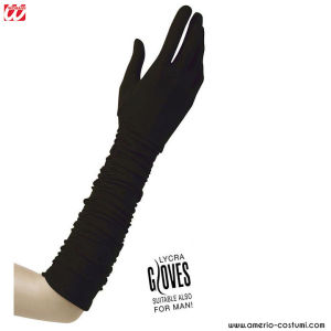 PAIRE DE GANTS PLISSÉS EN LYCRA - 37 cm - NOIR