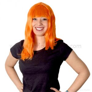 MEDIUM LENGTH WIG WITH FRINGE - ORANGE