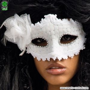 WEIßE Maske MIT STRASS UND ROSA