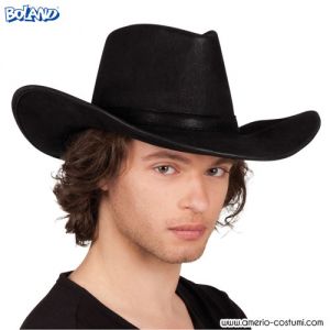Wyoming Cowboy Hat Faux Leather Effect Black
