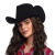 Wyoming Cowboy Hat Black Leather Effect