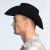Wyoming Cowboy Hat Black Leather Effect
