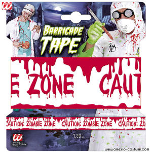 Cinta de barricada Caution Zombie Zone 7,20 m