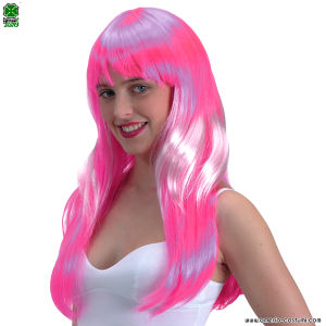 KRISTAL Perücke - LANG ROSA MIT STRÄHNEN