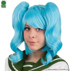 PELUCA AZUL CON COLAS - efecto natural