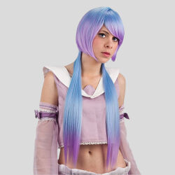 Natural Look Wig BLUE AND PURPLE VERY LONG WITH PIGUTTS AND FRINGE