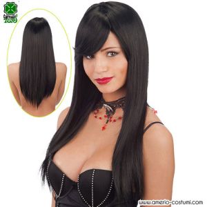 PERUCĂ NEAGRĂ LUNGĂ ȘI DREPTĂ CU BREJUN - efect natural