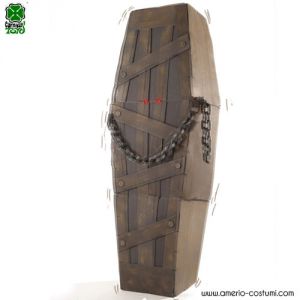Coffin with chains and with movement and lights