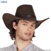 Sombrero de vaquero Wyoming con efecto de cuero sintético marrón