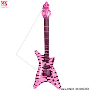 Guitarra inflable rosa