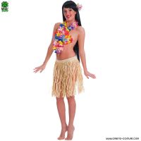 Falda Hawaii en rafia color natural - 45 cm