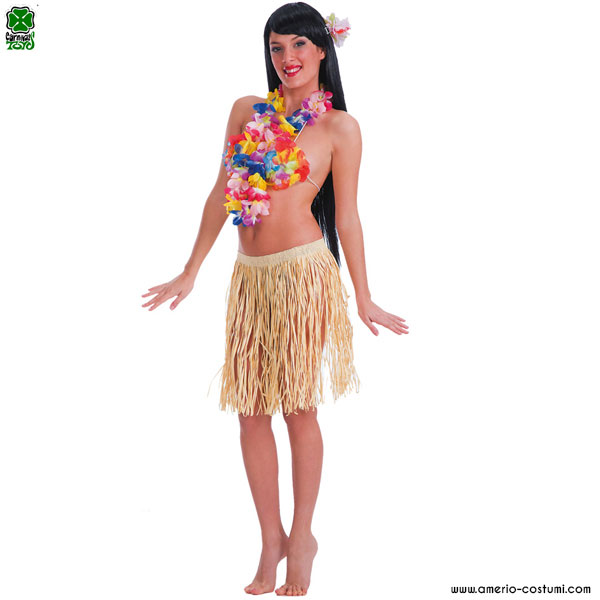Jupe Hawaï en raphia coloris naturel - 45 cm