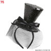 Glitter mini Top Hat on Headband Black