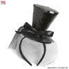 Mini chapeau haut de forme pailleté sur bandeau Noir