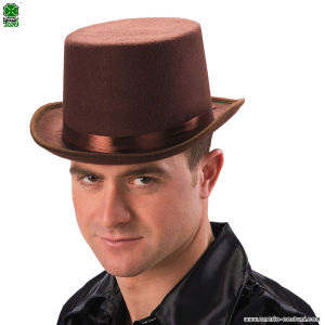 Sombrero de copa en fieltro de lana marrón