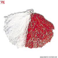 Pom Pom Bicolor Branco Vermelho