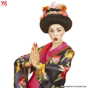Parrucca Geisha con fiori