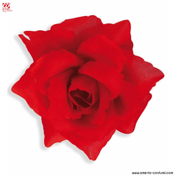 Haarspange mit Roter Rose - 10 cm