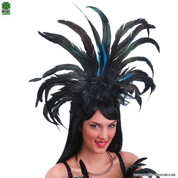 DIADEMA DE PLUMAS - NEGRO/AZUL