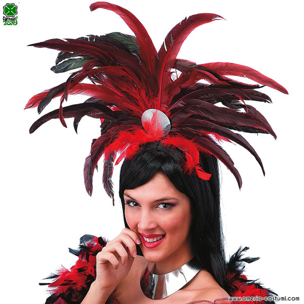 TIARA DE PENA - VERMELHO/PRETO
