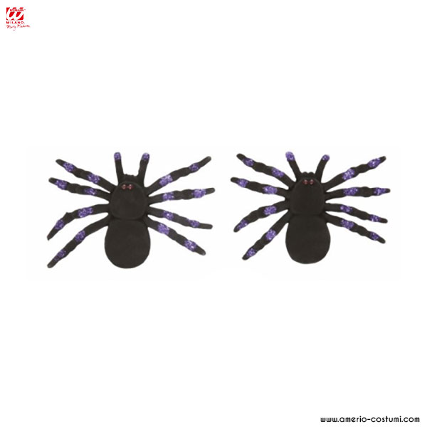 Pcs. 2 Spiders flocked with glitter 12 cm