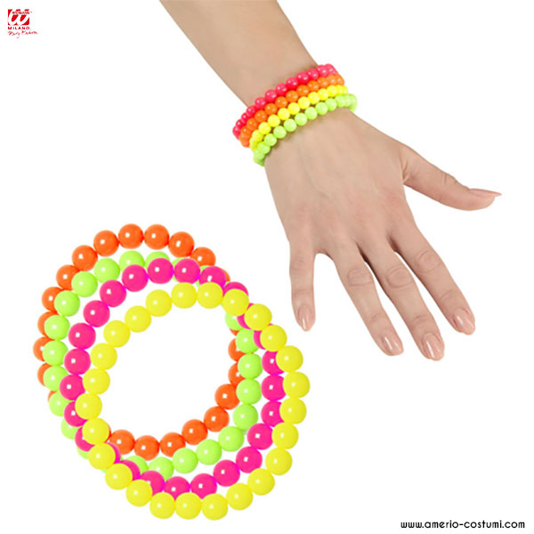 4 Armbänder mit fluoreszierenden Perlen