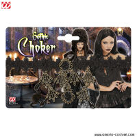 Gothic Choker mit schwarzen Tropfen-Strasssteinen und Edelsteinen