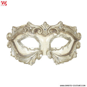 DELUXE IVORY BAROQUE COLOMBINA MASK WITH STRASS