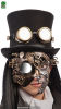 Máscara Half Face Steampunk dorada con espejo