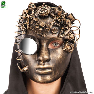 Gold Steampunk Gesichtsmaske mit Spiegel
