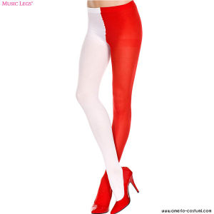Pantyhose Two Tone Opaque White Red