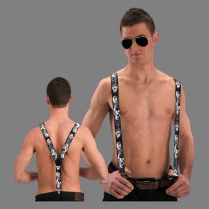 Black Suspenders with skulls