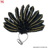 Feder-Stirnband mit goldenen Glitzerakzenten – Schwarz